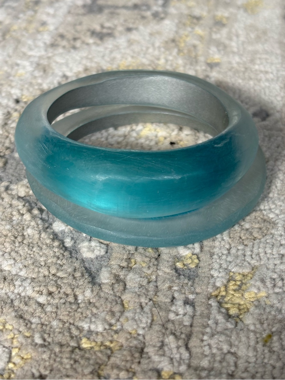 Blue Resin Bangle Bracelet Set - signed
